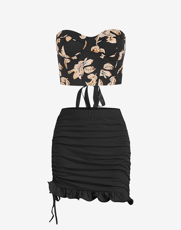  ladies ZAFUL High Rise Cinched Mini Fishtail Skirt -   Mobile