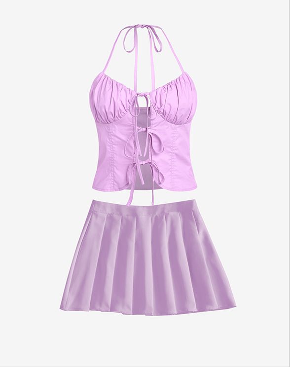 ZAFUL High Waist Pleated Mini Skirt In MAUVE | ZAFUL 2025