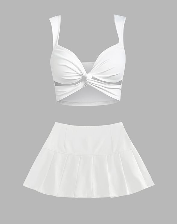 Side Zipper Solid Pleated Mini Skirt In WHITE | ZAFUL 2025
