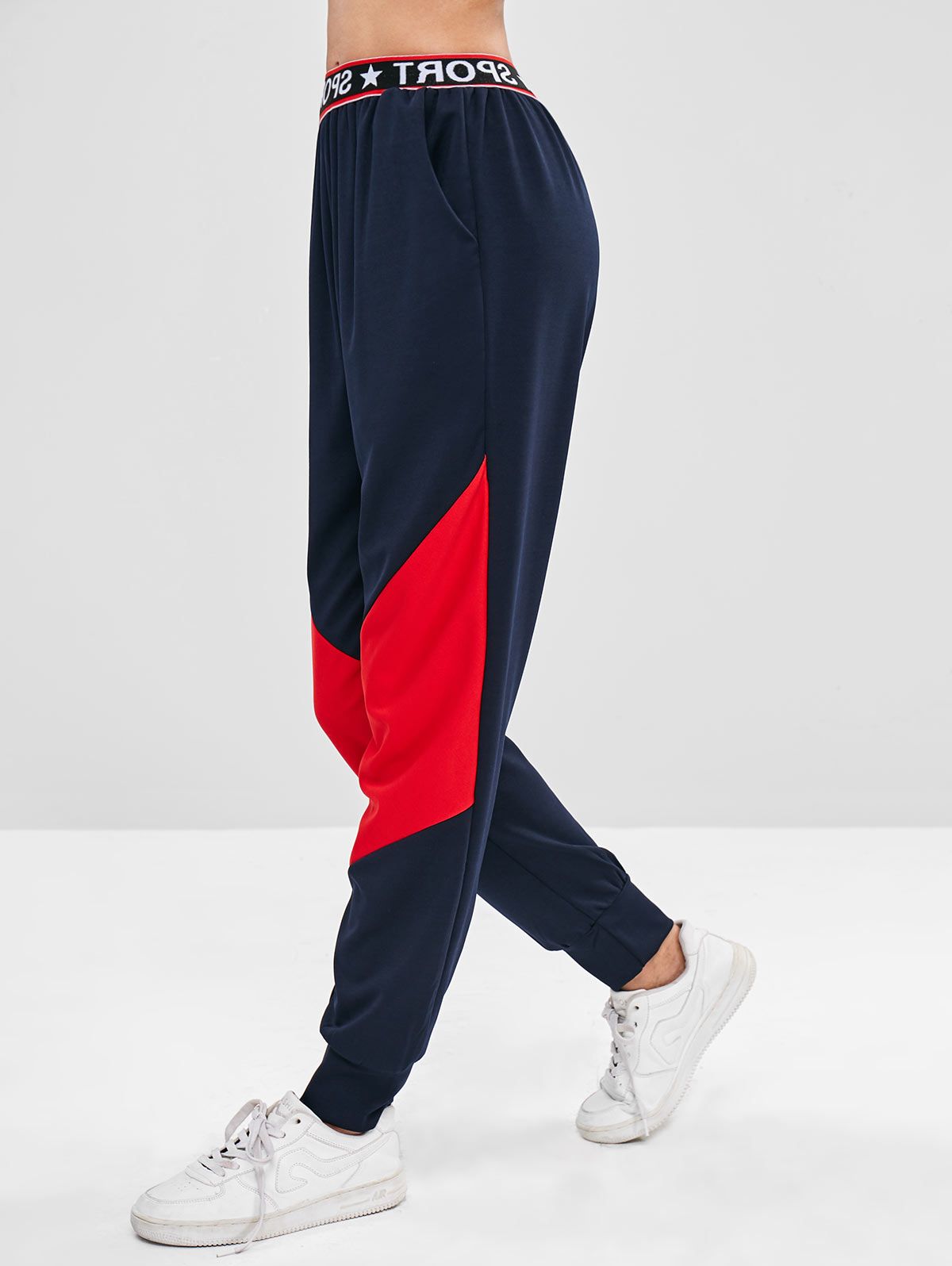 zaful SPORT Graphic Color Block Sweatpants